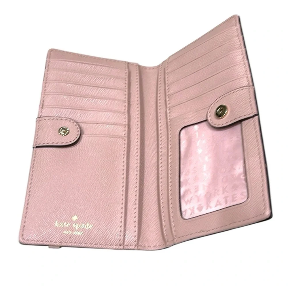 Kate Spade Laurel Way Jeweled Bow Leather Wallet Pink